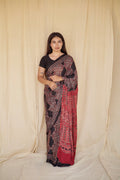 Dark Mocha Ajrakh Modal Silk Saree