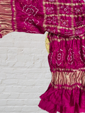 Dark Rose Pink Bandhani Gharchola Dupatta With Zari Work