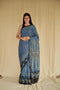 Denim Blue Ajrakh Modal Silk Saree