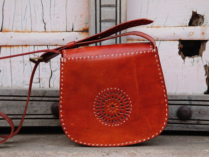 Handcrafted leather bag showcasing fine leatherwork and timeless design