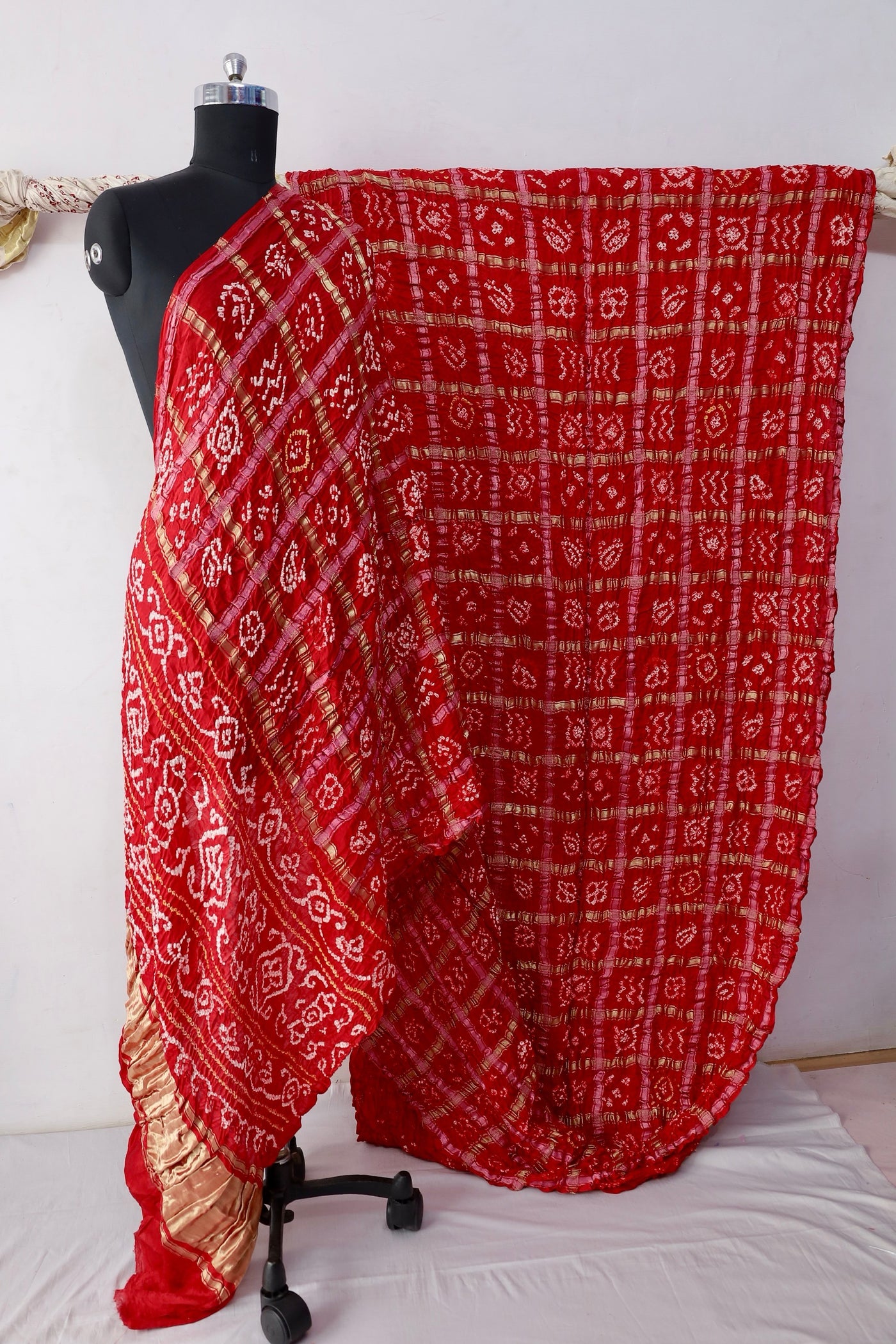 Handcrafted Bandhani Gharchola saree inspired by celebrity style and authentic Gujarati craftsmanship