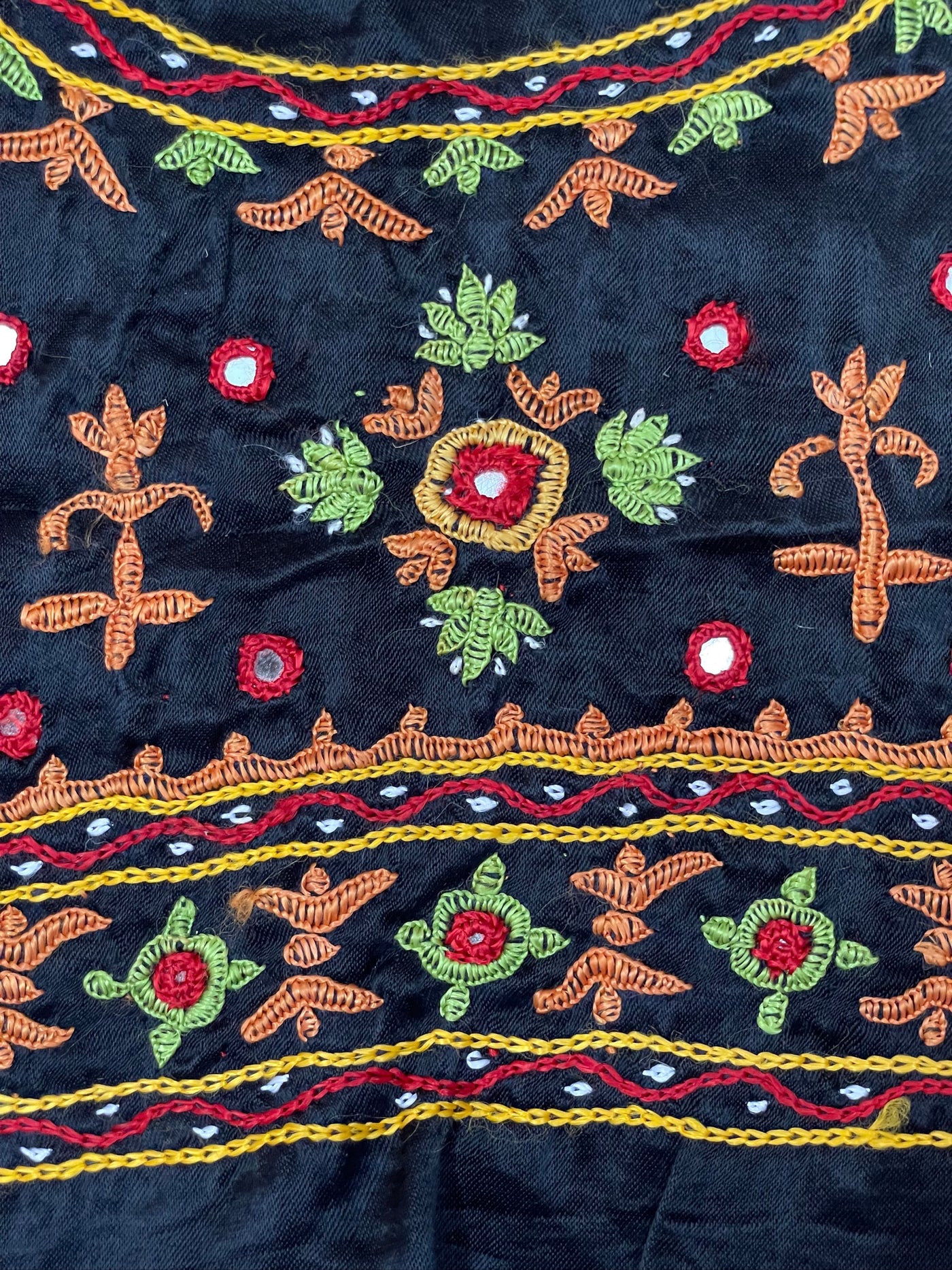 Handcrafted deep navy Pakko embroidery blouse piece inspired by Kutch textile traditions