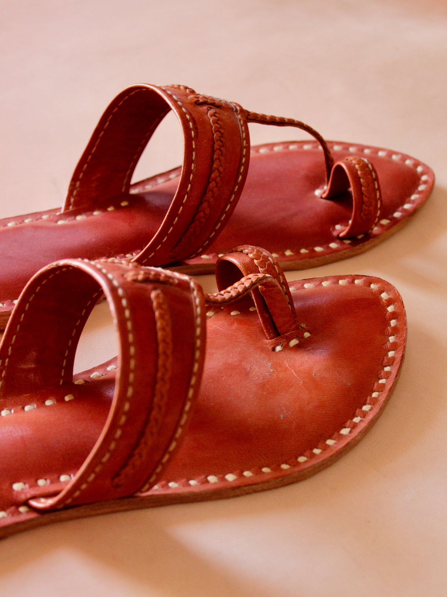Kolhapuri handstitched leather chappal showcasing traditional artisan craftsmanship