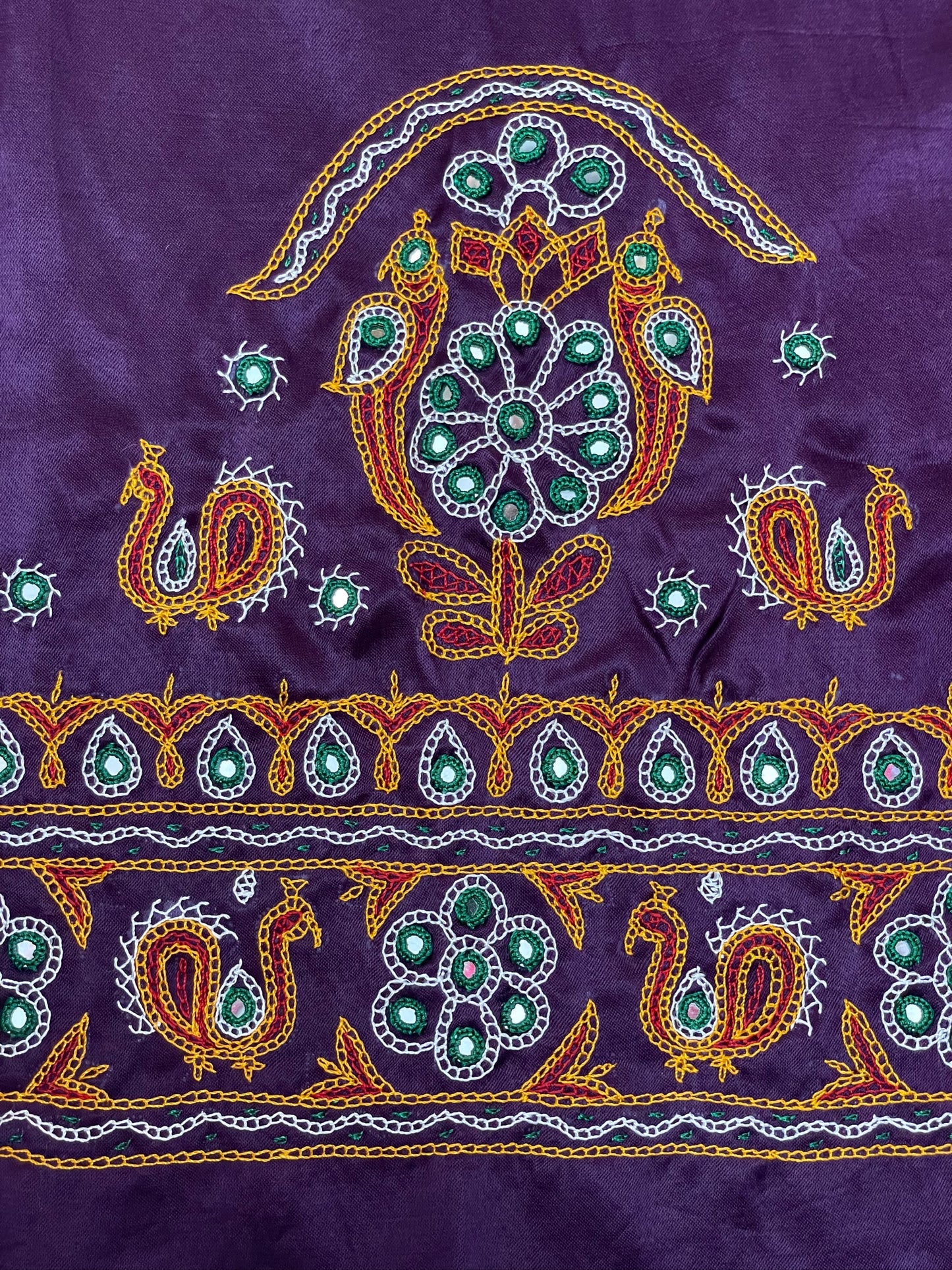Elegant royal purple blouse piece adorned with beautiful Ahir embroidery motifs