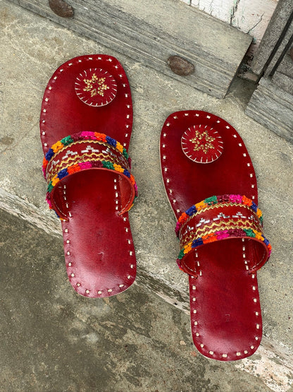 Handstitched leather flats