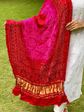Fuchsia Pink Bandhani Gajji Silk Dupatta