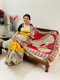 Golden Beige Handpainted Mata Ni Pachedi Saree