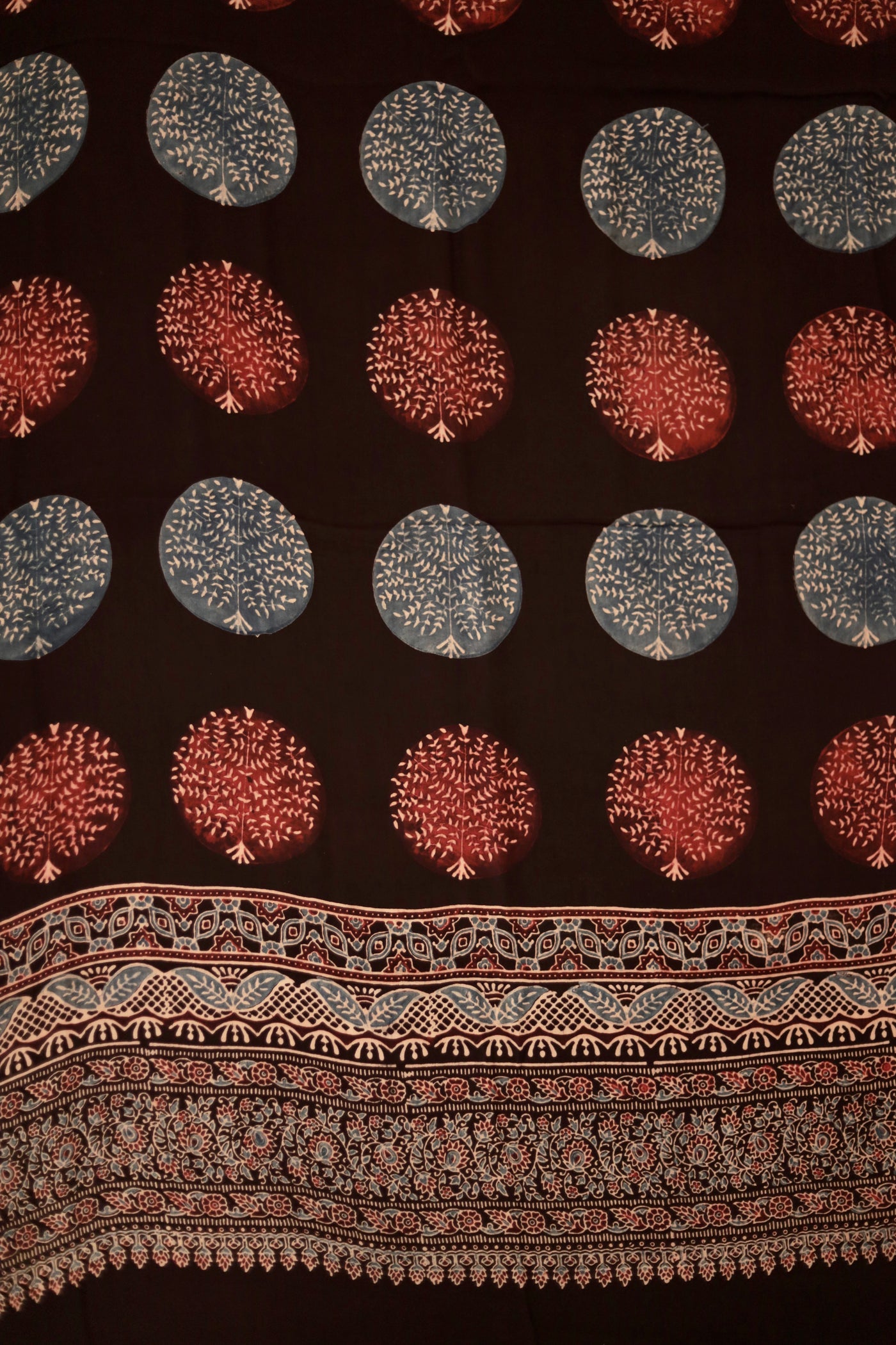 Handcrafted black Ajrakh dupatta made from premium modal silk fabric