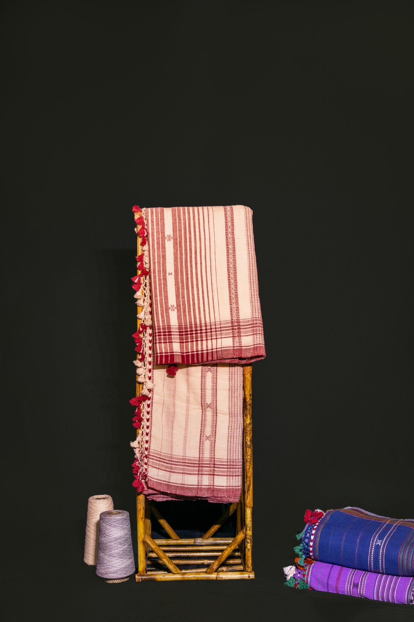 Traditional ivory Bhujodi Kala Cotton saree with rich handwoven textures and graceful drape