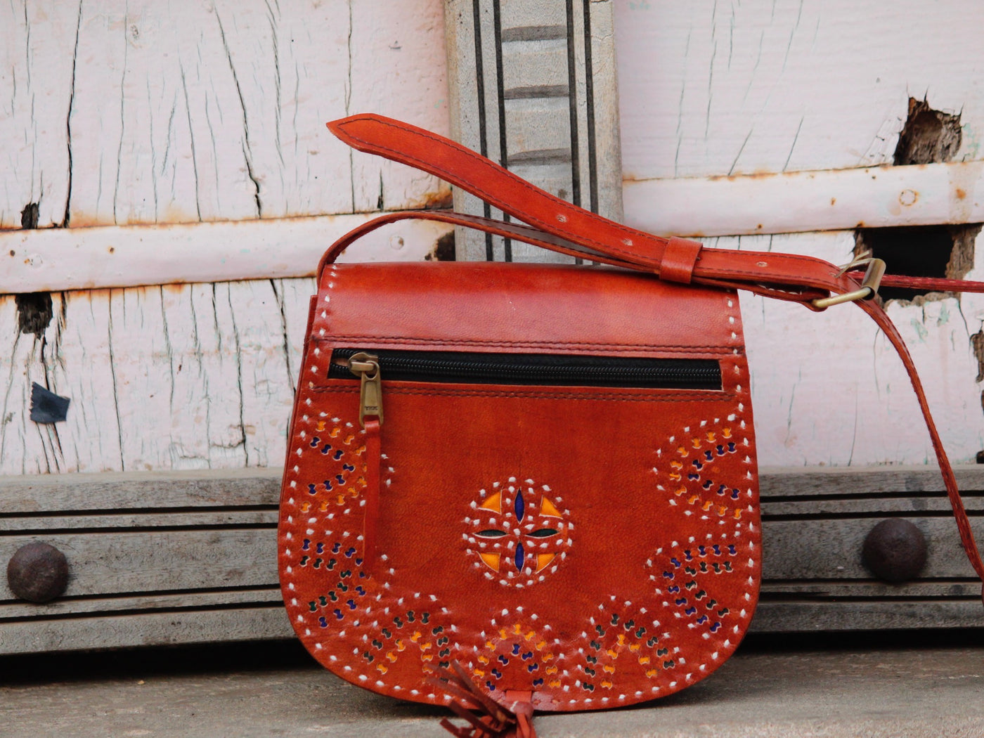 Handcrafted leather bag showcasing fine leatherwork and timeless design