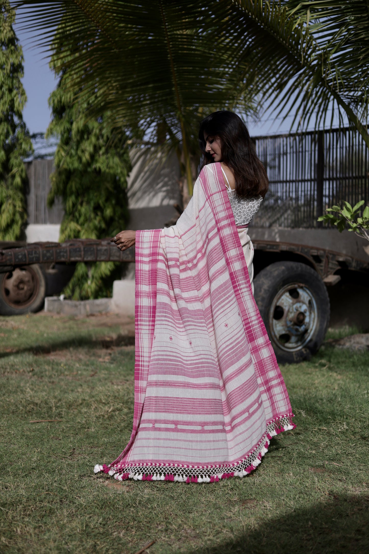 Blossom Kala Cotton Bhujodi saree featuring traditional handwoven patterns and artisanal craftsmanship