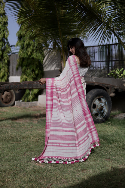 Blossom Kala Cotton Bhujodi saree featuring traditional handwoven patterns and artisanal craftsmanship