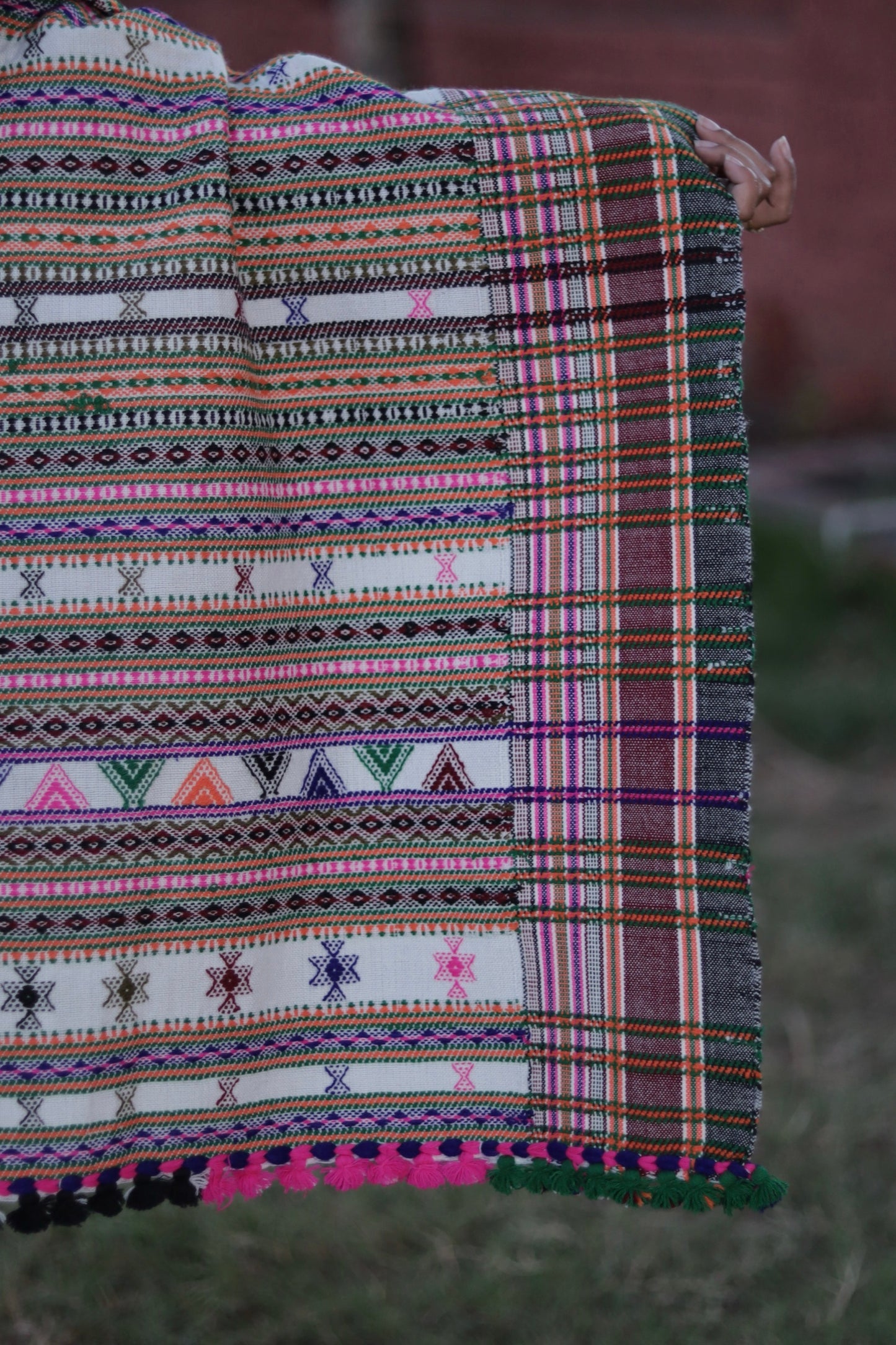 Classic handwoven multicolour woolen shawl designed for warmth, comfort, and versatile styling