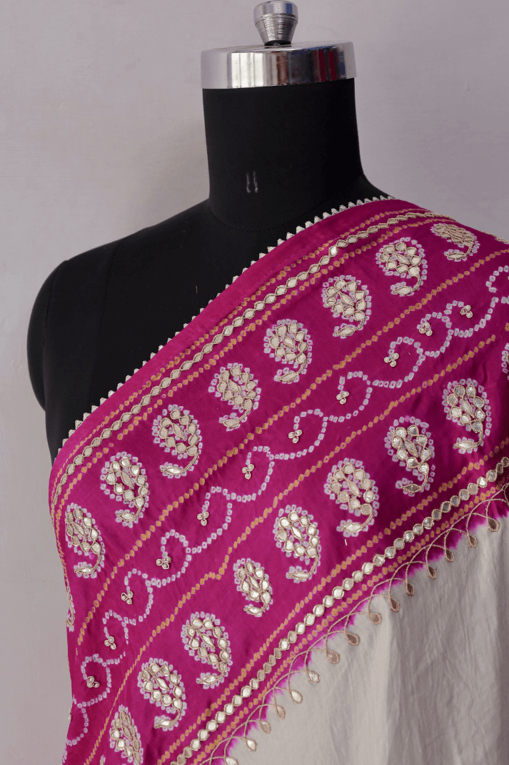 Bandhani Dupatta with Gotapatti Handwork