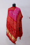 red & pink Bandhani Gajji Silk Dupatta