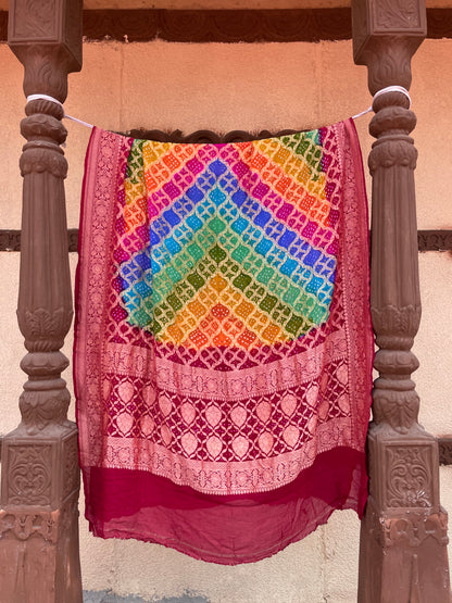 BANDHANI MULTI COLOUR GEORGETTE DUPATTA WITH ZARI WORK