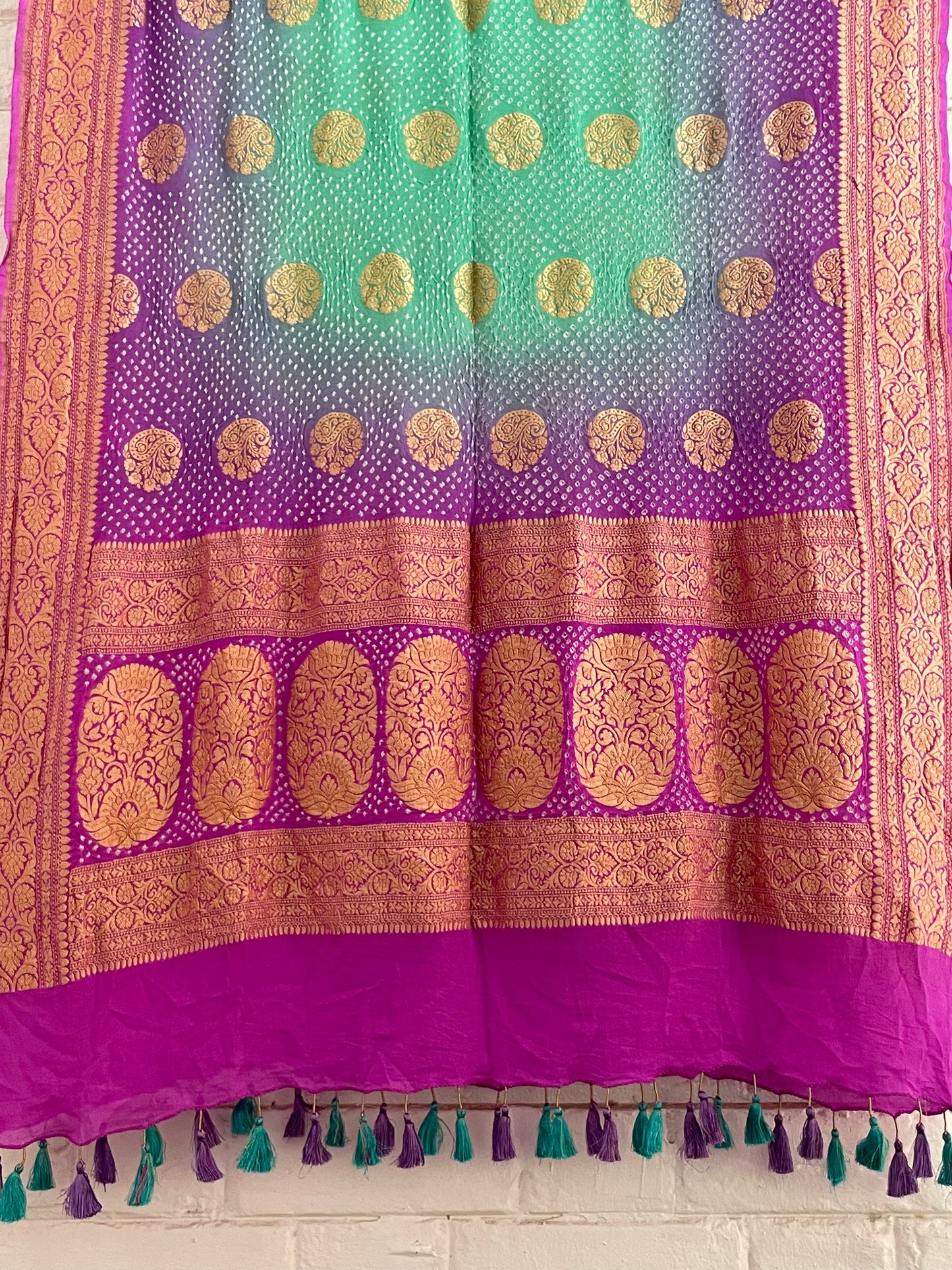 BANDHANI GEORGETTE SHADED DUPATTA WITH ZARI WORK