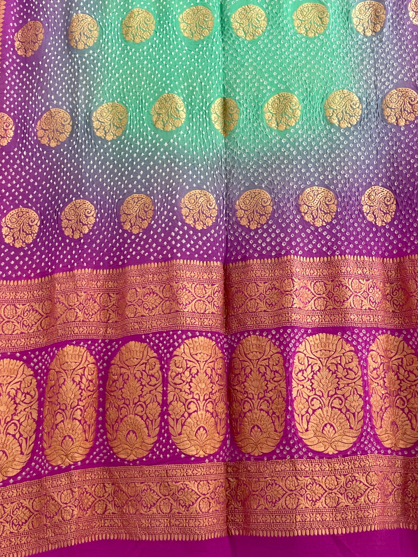 BANDHANI GEORGETTE SHADED DUPATTA WITH ZARI WORK