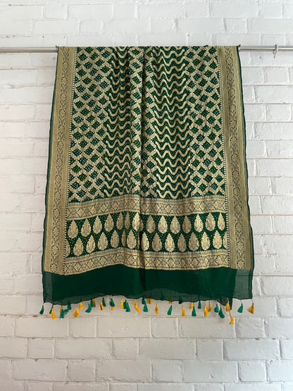BANDHANI GEORGETTE DUPATTA WITH ZARI WORK