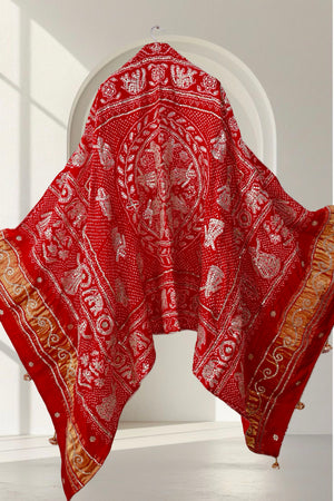 Bandhani Dupatta with Gotapatti Handwork