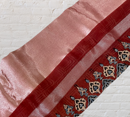 AJRAKH MODAL SILK SAREE WITH ZARI BORDER