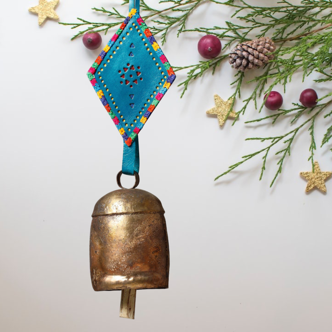 COPPER COATED BELL WITH LEATHER BELT