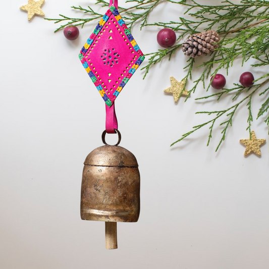 COPPER COATED BELL WITH LEATHER BELT