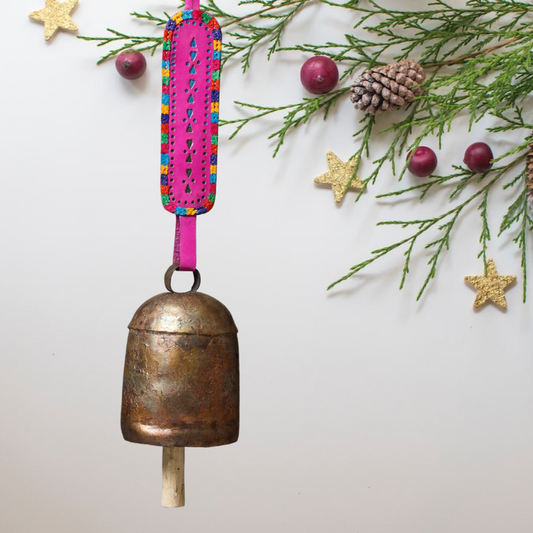 COPPER COATED BELL WITH LEATHER BELT