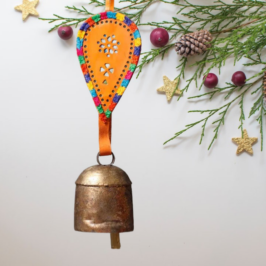 COPPER COATED BELL WITH LEATHER BELT