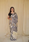 Ivory White Ajrakh Modal Silk Saree