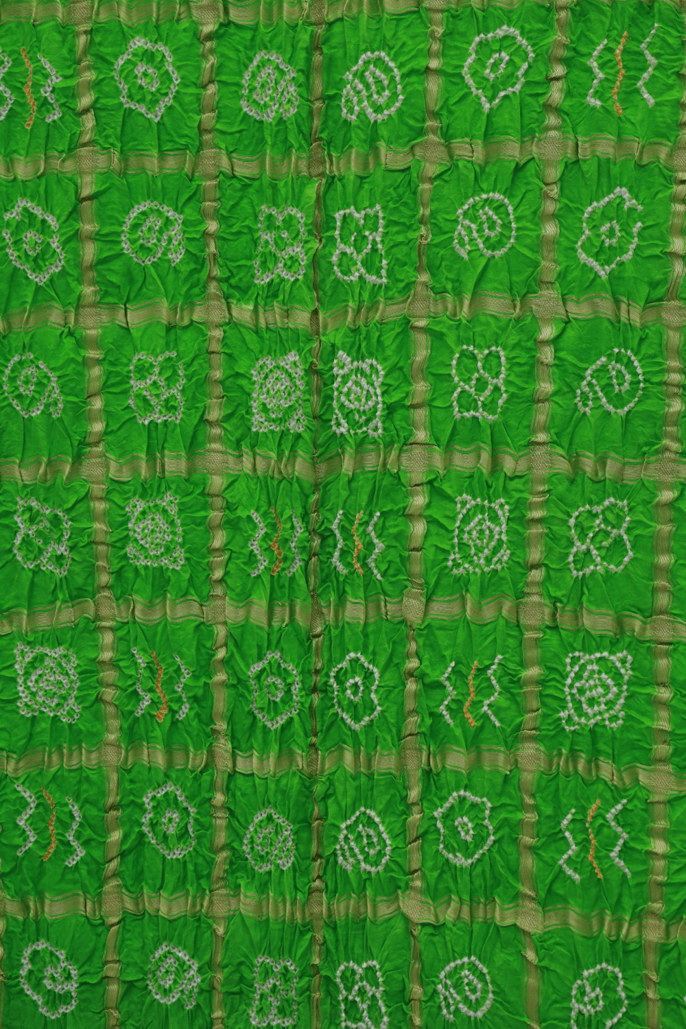 Vibrant lime green Bandhani Gharchola dupatta inspired by Gujarat's rich textile heritage