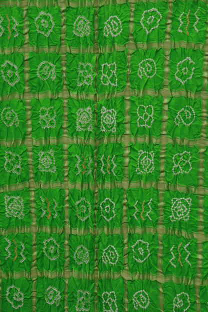 Vibrant lime green Bandhani Gharchola dupatta inspired by Gujarat's rich textile heritage