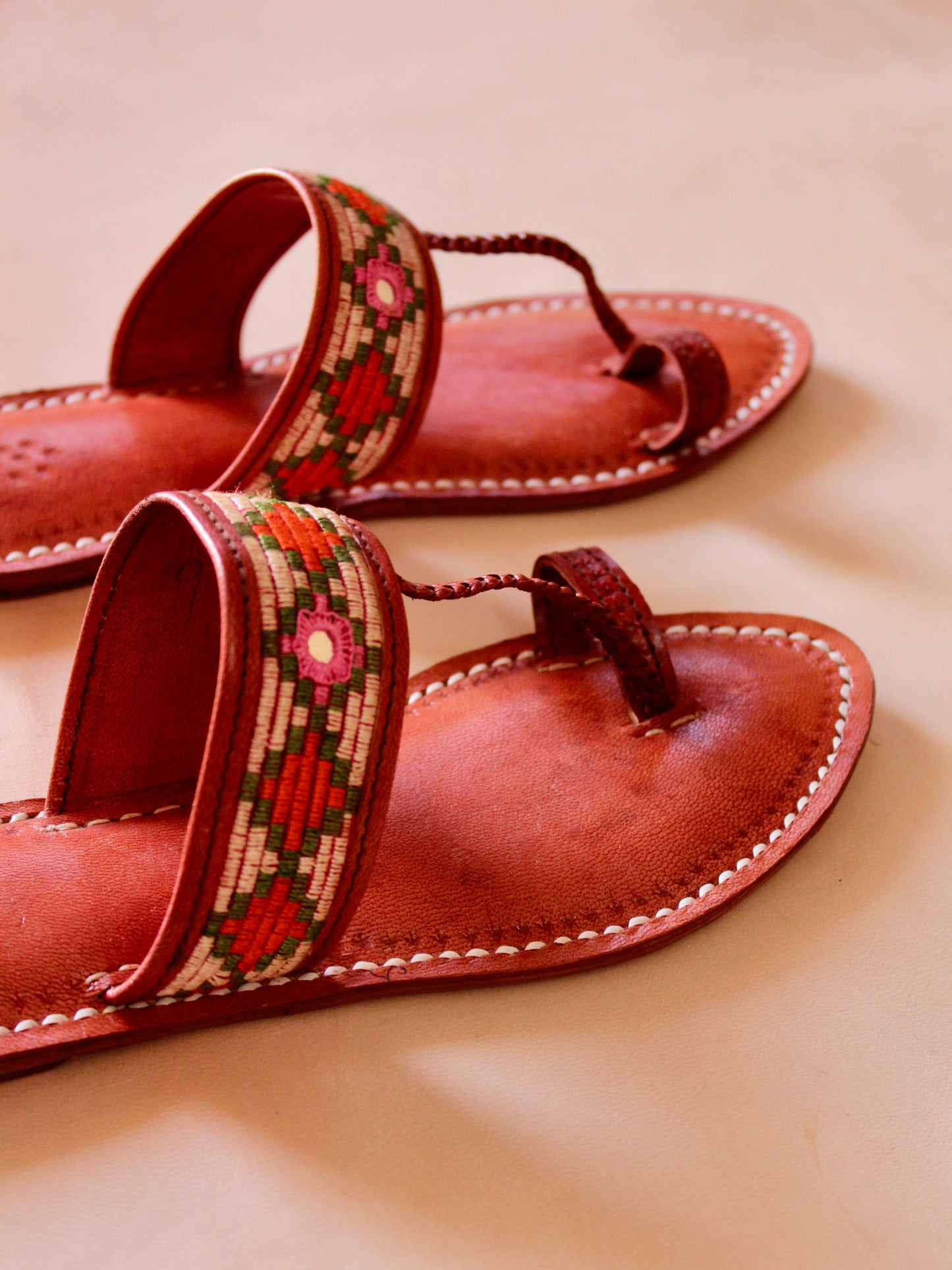 Handstitched leather flats