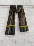 Midnight Black Patola Single Ikkat Dupatta