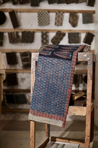 Midnight Indigo Ajrakh Mul Cotton Dupatta