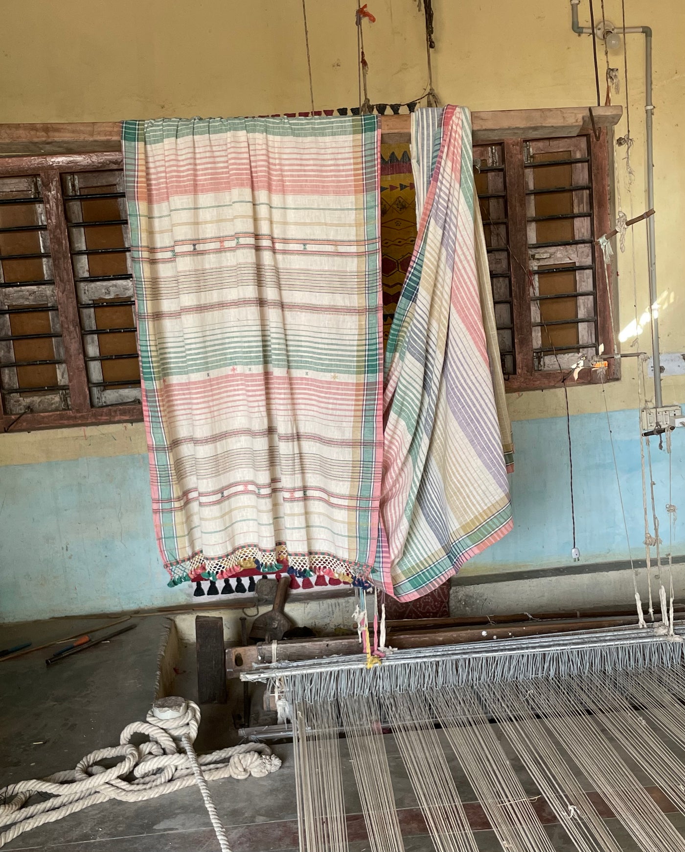 Mint Kala Cotton Bhujodi saree featuring traditional handwoven patterns and artisanal craftsmanship