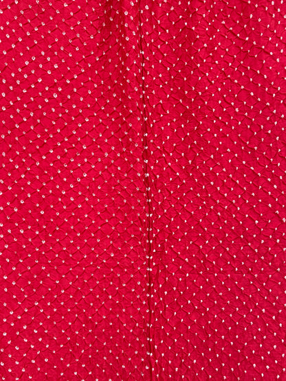 Luxurious natural red Kanjivaram silk Bandhani dupatta perfect for festive and bridal wear
