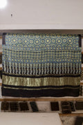 Olive Blue Ajrakh Modal Silk Dupatta With Lagdi Patta