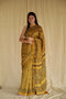 Olive Gold Ajrakh Chanderi Silk Saree