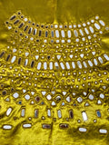 Olive Gold Mirror Work Blouse Piece