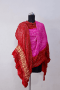 Orchid Pink & Red Gajji Silk Rai Bandhej Dupatta
