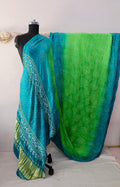 Peacock Bandhani Gajji Silk Saree with Zari Pallu