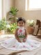 Pearl White Handpainted Cotton Lehenga Set for Kids