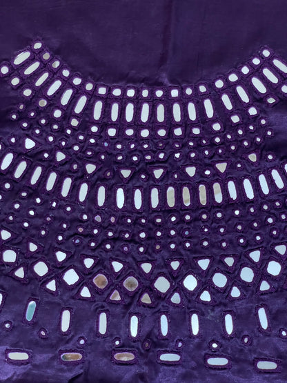 Elegant deep violet blouse piece with intricate artisan mirror work embroidery