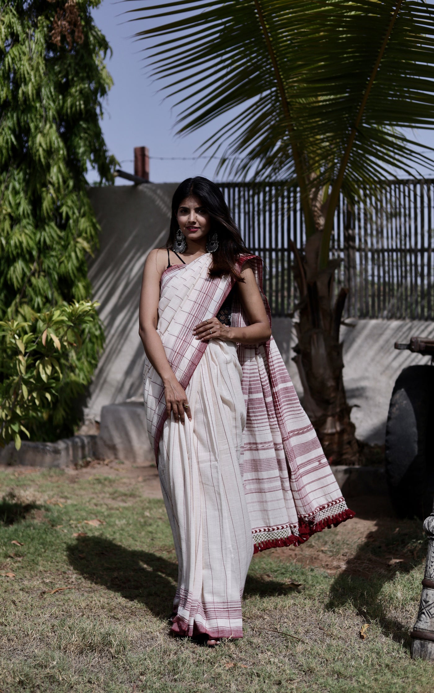 Premium frost Kala Cotton saree showcasing traditional Bhujodi textile artistry and timeless appeal