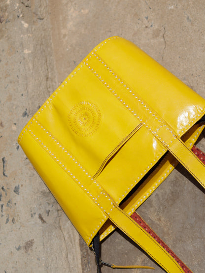 Handmade leather shoulder bag showcasing fine craftsmanship and durable construction