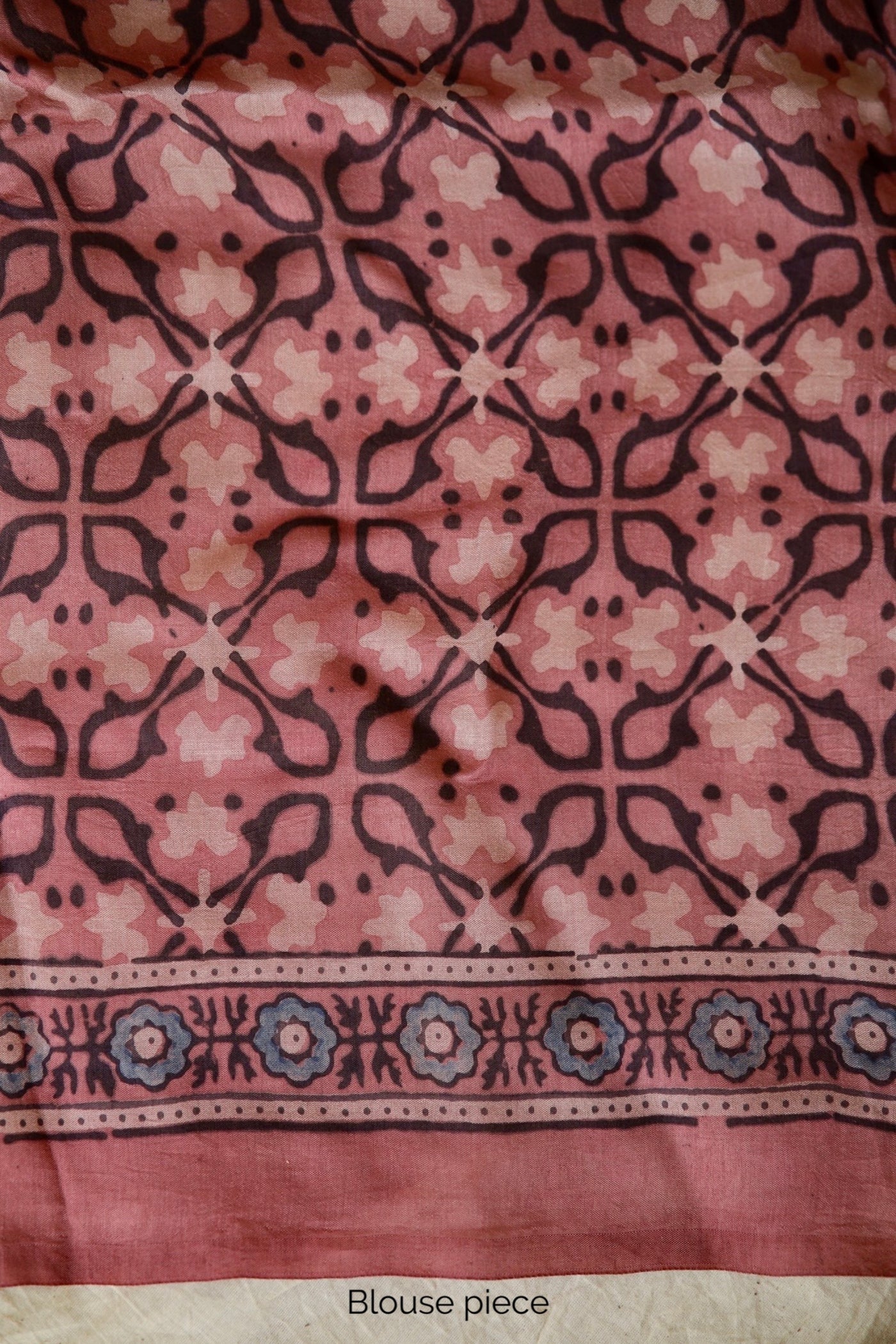 Traditional lavender pink Ajrakh printed Chanderi silk saree crafted by artisans with refined craftsmanship