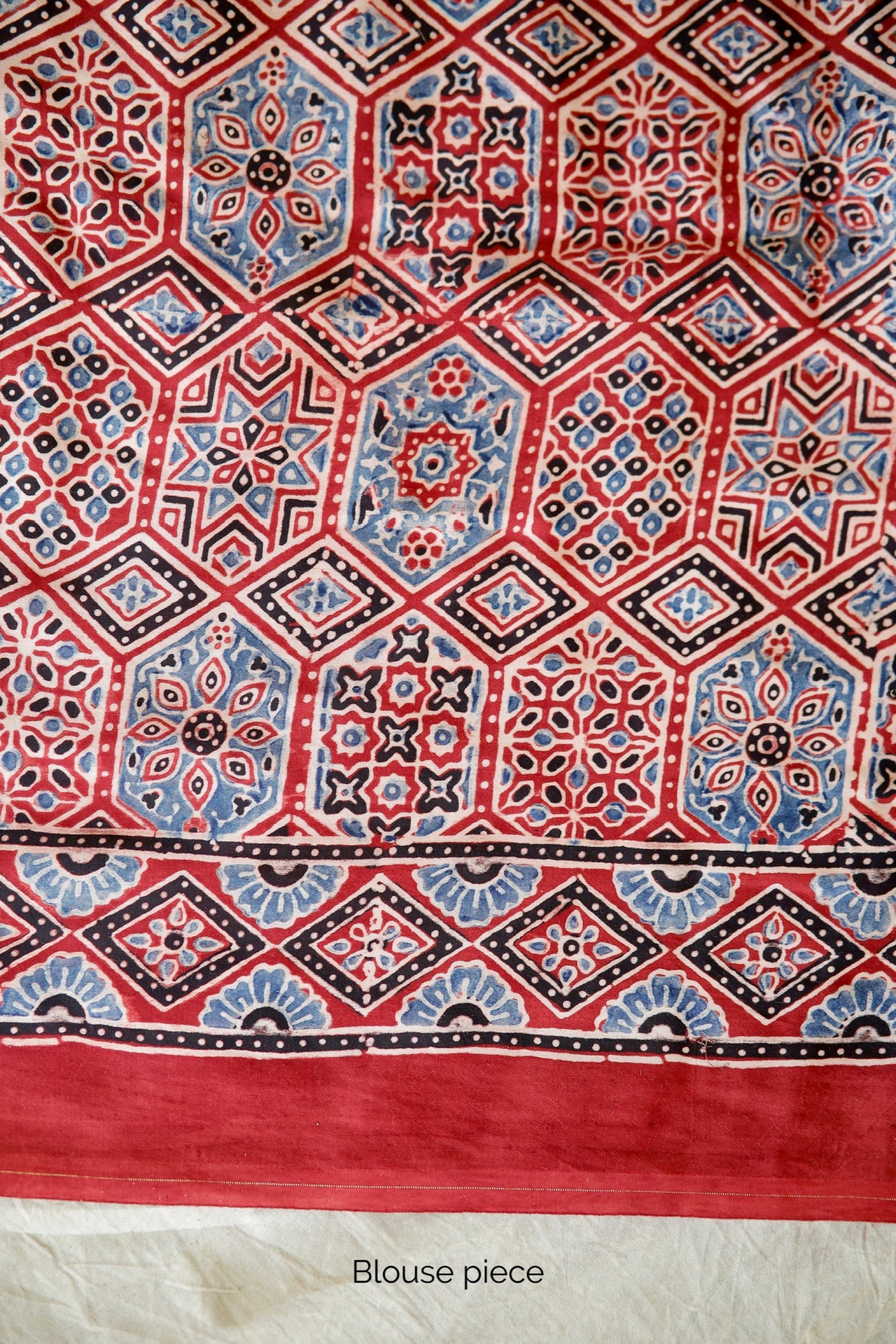 Traditional multicolor stripe Ajrakh printed modal silk saree crafted by artisans with exceptional craftsmanship