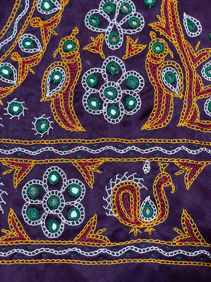 Traditional royal purple blouse piece featuring authentic Ahir embroidery craftsmanship