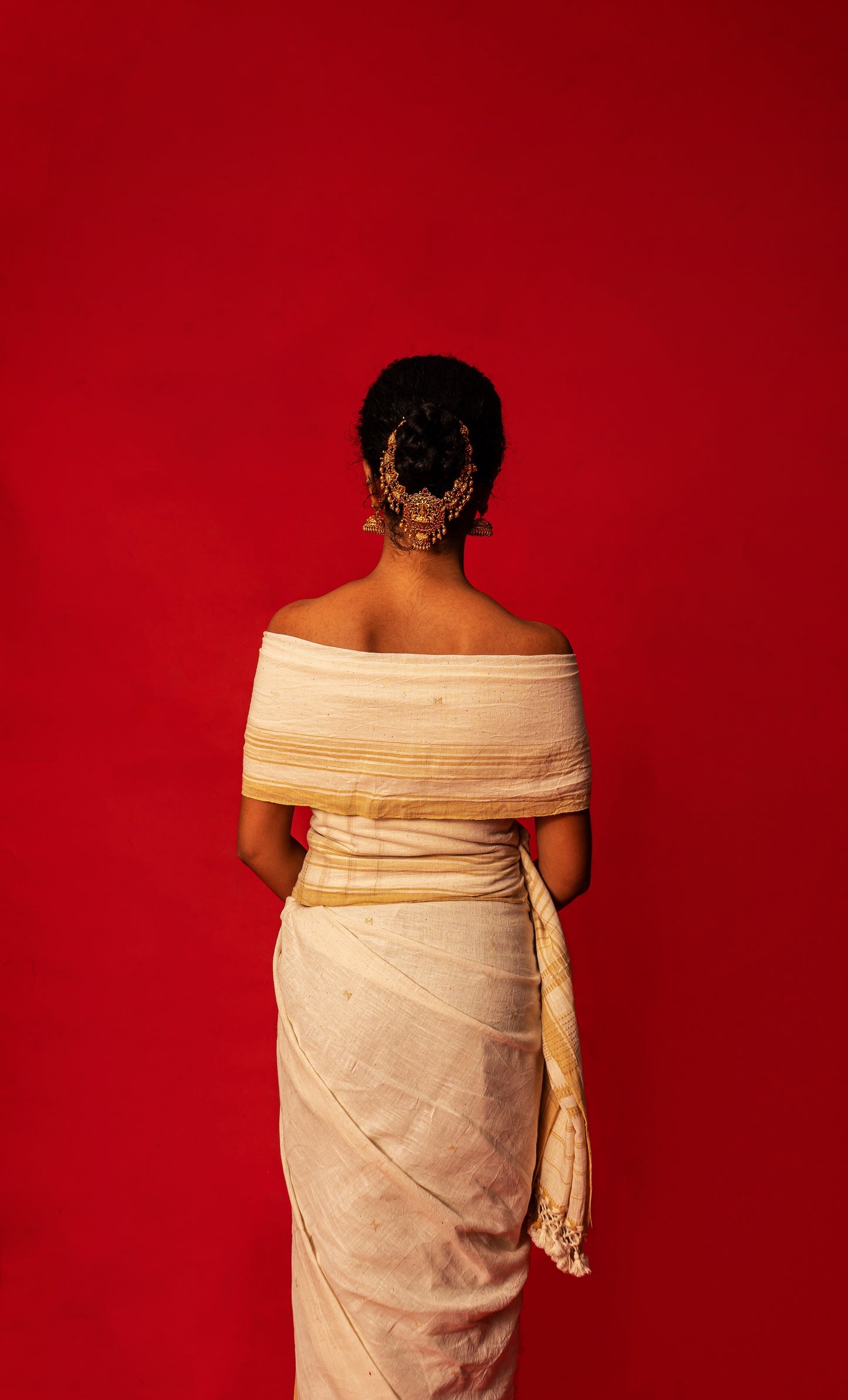 Premium shell Kala Cotton saree showcasing traditional Bhujodi textile artistry and timeless appeal
